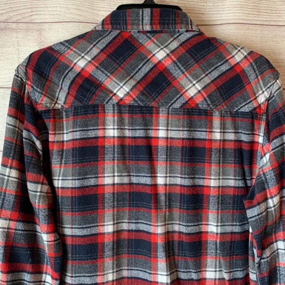 Cavalini Men's Plaid Button Up Shirt Red White Navy Size Medium - Picture 5 of 15